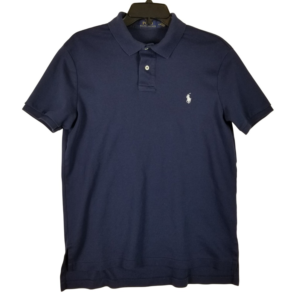 Polo Ralph Lauren Mens Navy Blue Cotton Interlock Short Sleeve Polo Shirt L